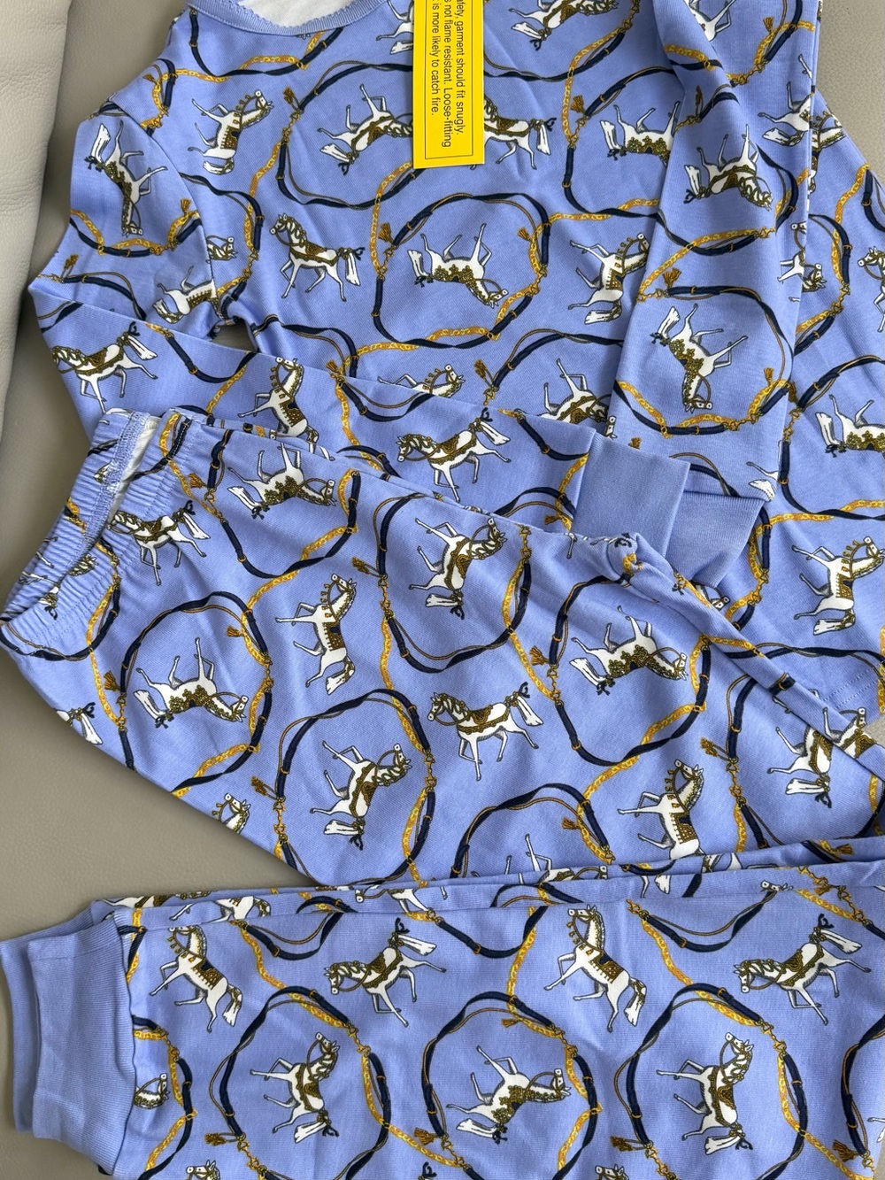 Janie and Jack Lavender Horse Print Pajama Set with Gold Accents